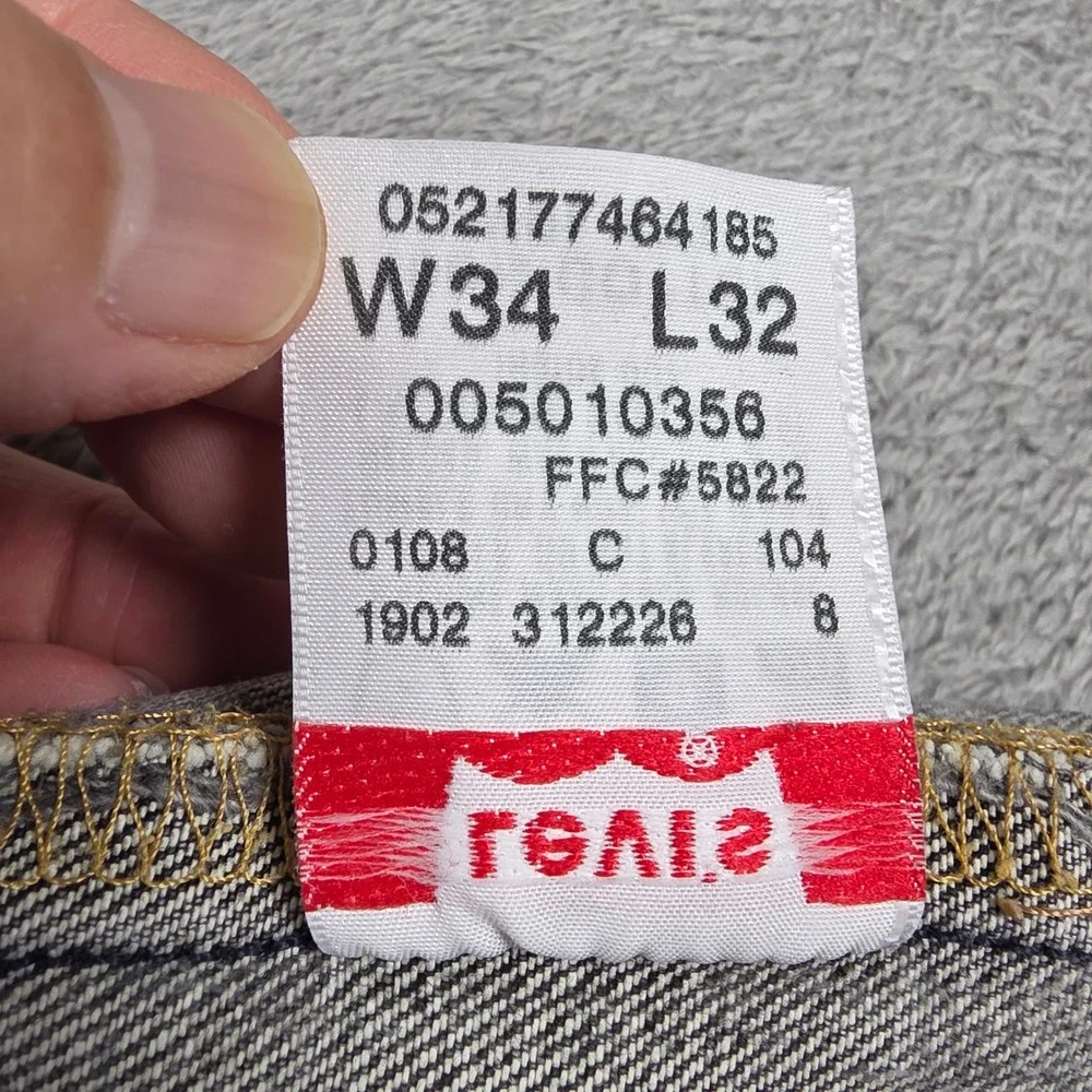 Levis 501 Jeans Mens 34x32 (Fits 32x31) Gray Button Fly Straight Leg Denim
